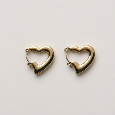 Anti-Tarnish Sliver Heart Hoop Earrings