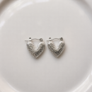 Anti-Tarnish Textured Heart Hoop Earrings
