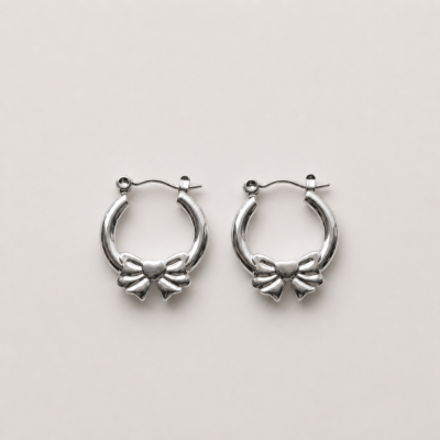 Anti-Tarnish Bow Hoop Earrings