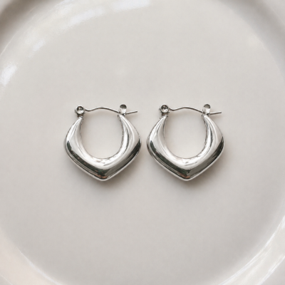 Silver Chevron Hoop Earrings | Haarmonaa