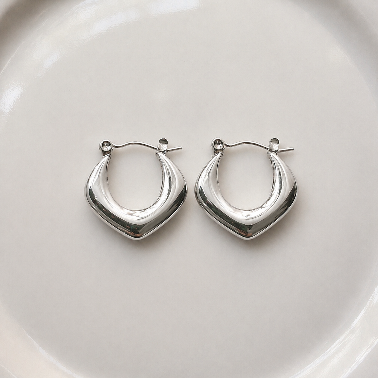 Silver Chevron Hoop Earrings | Haarmonaa