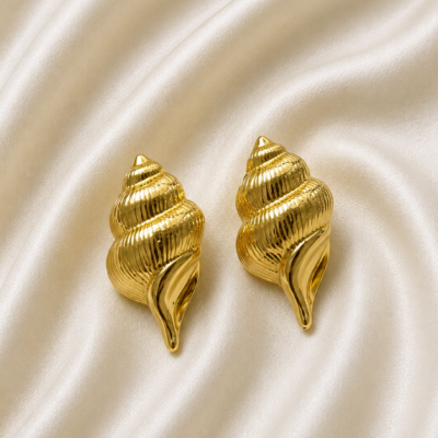 Anti-Tarnish Golden Seashell Stud Earrings