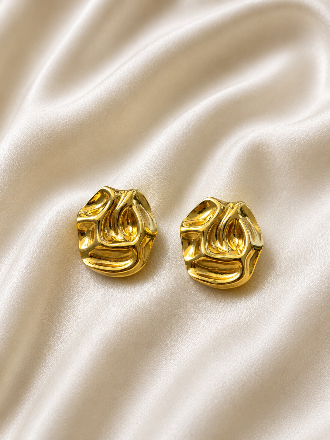 Melted Gold Stud Earrings | Haarmonaa
