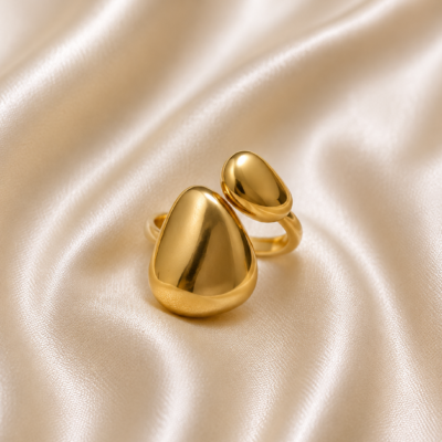 Dual Pebble Adjustable Ring | Haarmonaa